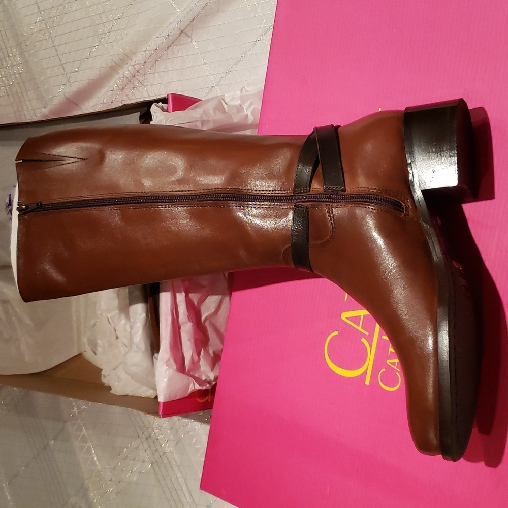 Catherine Malandrino New MILA Leather RIDING Tall BOOTS Brown/Black Women's 10 - Picture 9 of 16